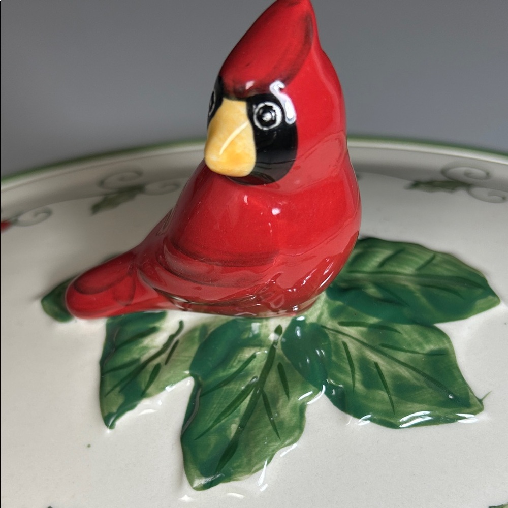 Temptations Cardinal Holiday Casserole Dish Set with Holly and Berry Accents - Picture 10 of 13